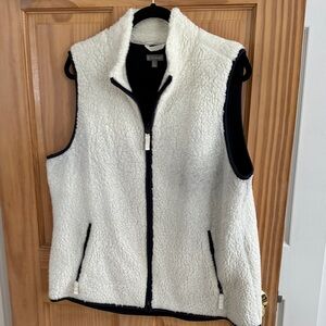 Talbots Women's Fleece Vest - White and Navy